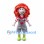 Girl Mascot Costume with Curly Red Hair and Gray Overalls