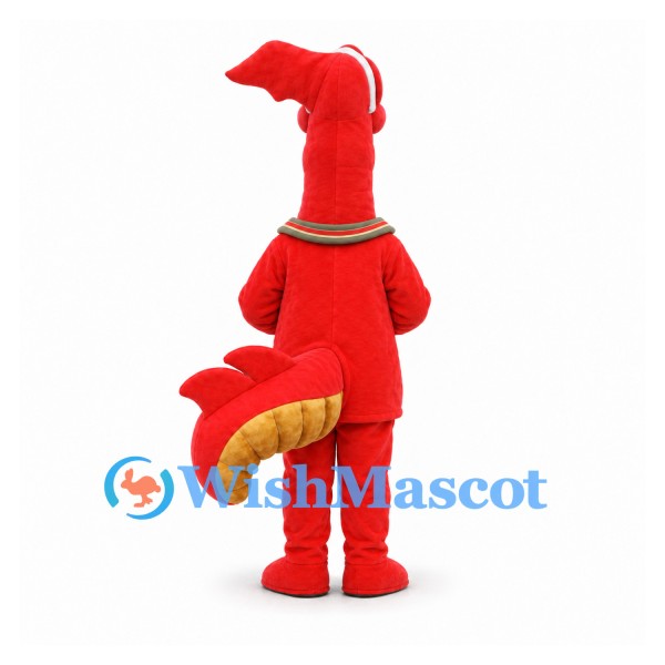 Dragon Mascot Costume in Red with Yellow Belly and Long Tail