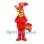 Dragon Mascot Costume in Red with Yellow Belly and Long Tail