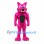 Monster Cat Mascot Costume in Pink with Fangs and Black Belly