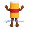 Drink Cup Mascot Costume in Yellow with Red Band