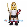 Knight Mascot Costume with Gold Helmet Sword and Shield