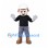 Worker Mascot Costume with White Hard Hat and Black Shirt