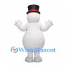 Snowman Mascot Costume with Black Top Hat and Red Nose
