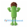 Monster Mascot Costume in Green with Brown Curly Hair