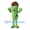 Monster Mascot Costume in Green with Brown Curly Hair