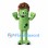 Monster Mascot Costume in Green with Brown Curly Hair