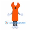 Wrench Mascot Costume in Orange with White Gloves