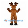 Reindeer Mascot Costume in Brown with Red Nose and Cream Belly