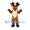 Reindeer Mascot Costume in Brown with Red Nose and Cream Belly
