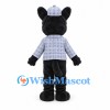 Mouse Mascot Costume in Black with Checkered Jacket and Cap