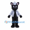 Mouse Mascot Costume in Black with Checkered Jacket and Cap