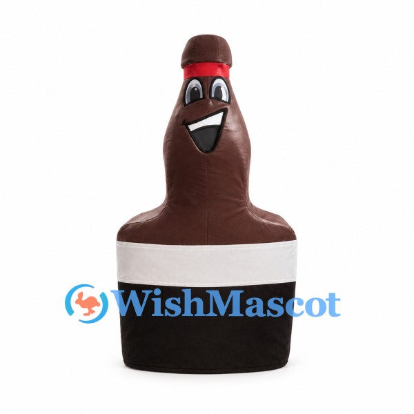 Bottle Mascot Costume in Brown with Red Neck Band