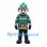 Construction Worker Mascot Costume with Green Hard Hat and Work Jacket