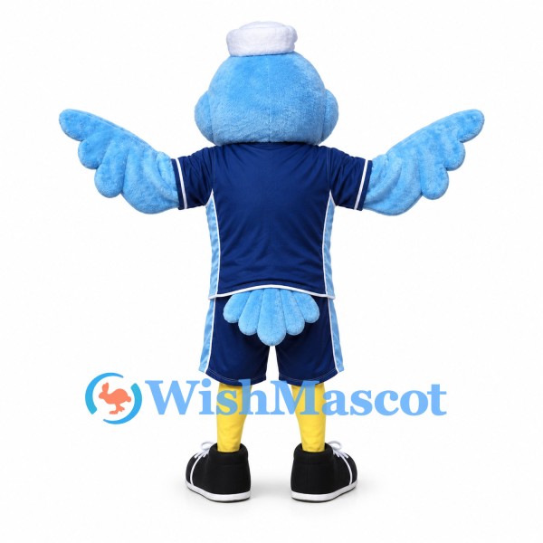 Bird Mascot Costume in Blue with Navy Sports Outfit
