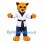 Martial Arts Cat Mascot Costume with White Uniform and Black Belt
