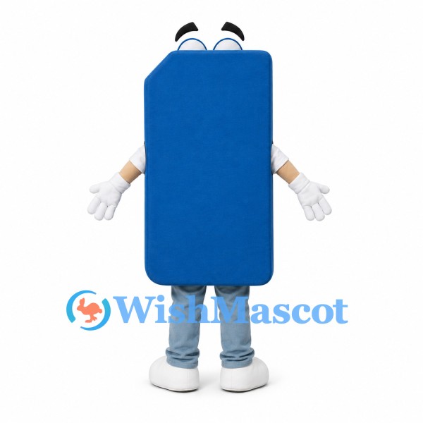 SIM Card Mascot Costume in Blue with Gold Chip Detail