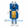 SIM Card Mascot Costume in Blue with Gold Chip Detail