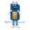 SIM Card Mascot Costume in Blue with Gold Chip Detail