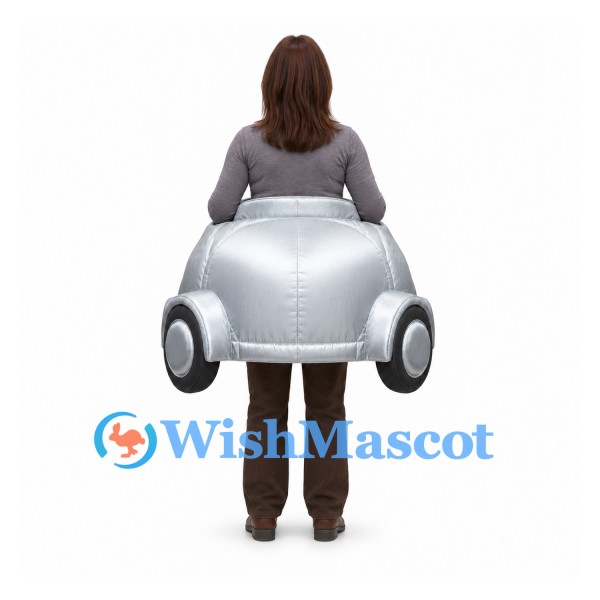 Car Mascot Costume in Silver with Open Top Wearable Design