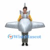 Airplane Mascot Costume in Silver with Open Cockpit Design