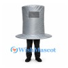 Top Hat Mascot Costume in Silver with Oversized Brim