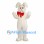 Rabbit Mascot Costume in White with Red Neck Bow