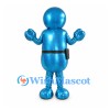 Robot Mascot Costume in Metallic Blue with Rounded Helmet