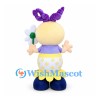 Girl Mascot Costume with Purple Hair Bow and Yellow Floral Skirt