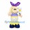 Girl Mascot Costume with Purple Hair Bow and Yellow Floral Skirt