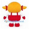 Girl Mascot Costume with Blonde Pigtails and Red Overalls