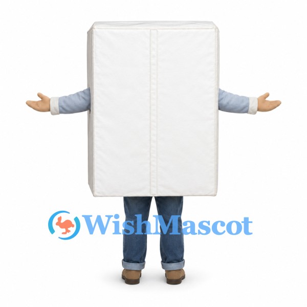 Washing Machine Mascot Costume in White with Front Door Detail