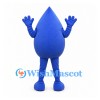 Water Drop Mascot Costume in Blue with Smiling Face