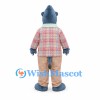 Rhino Mascot Costume with Plaid Jacket and Tan Pants