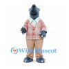 Rhino Mascot Costume with Plaid Jacket and Tan Pants