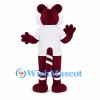 Tiger Mascot Costume in Burgundy with White Shirt and Striped Tail