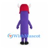 One-Eyed Monster Mascot Costume in Purple with Red Horned Hat