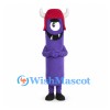 One-Eyed Monster Mascot Costume in Purple with Red Horned Hat