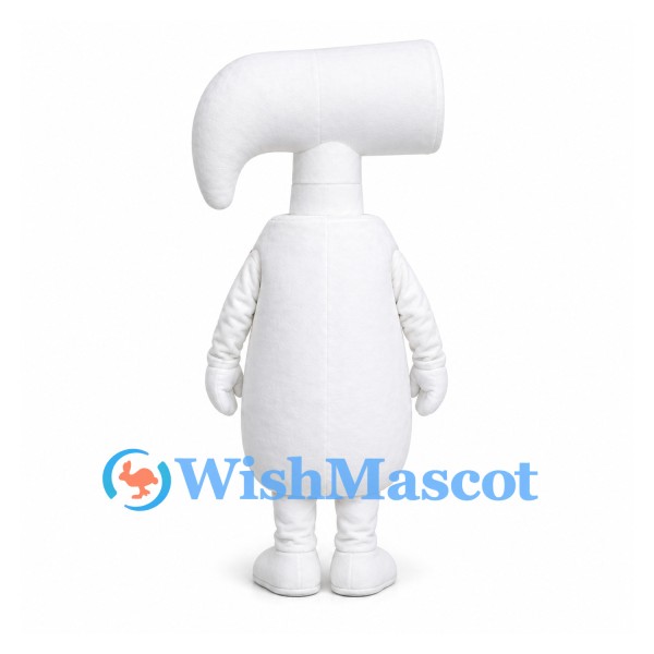 Hair Dryer Mascot Costume in White with Red Bow Tie