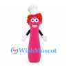Chef Spoon Mascot Costume in Pink with White Hat and Red Hair