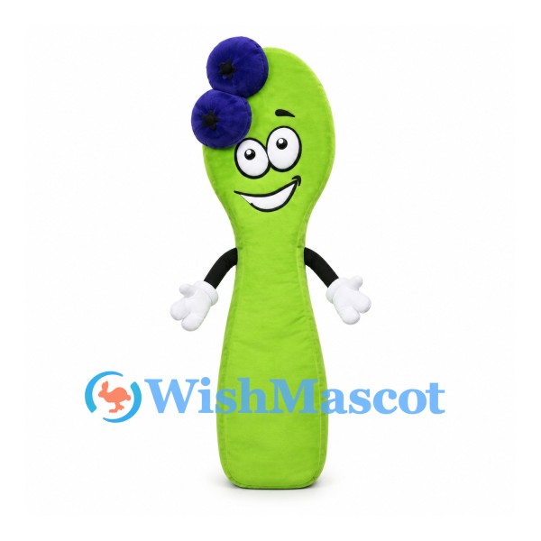 Spoon Mascot Costume in Green with Blueberry Headpiece