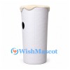 Drink Cup Mascot Costume in White with Smiling Face