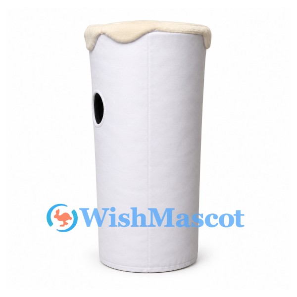 Drink Cup Mascot Costume in White with Smiling Face