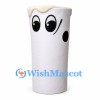 Drink Cup Mascot Costume in White with Smiling Face