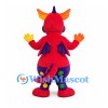 Dragon Mascot Costume in Red with Purple Snout and Colorful Spots