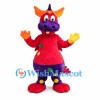 Dragon Mascot Costume in Red with Purple Snout and Colorful Spots