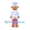 Chef Bear Mascot Costume with White Hat and Red Checkered Pants