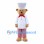 Chef Bear Mascot Costume with White Hat and Red Checkered Pants