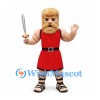 Gladiator Mascot Costume with Red Tunic and Sword