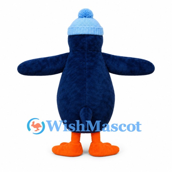 Penguin Mascot Costume in Navy Blue with Light Blue Beanie